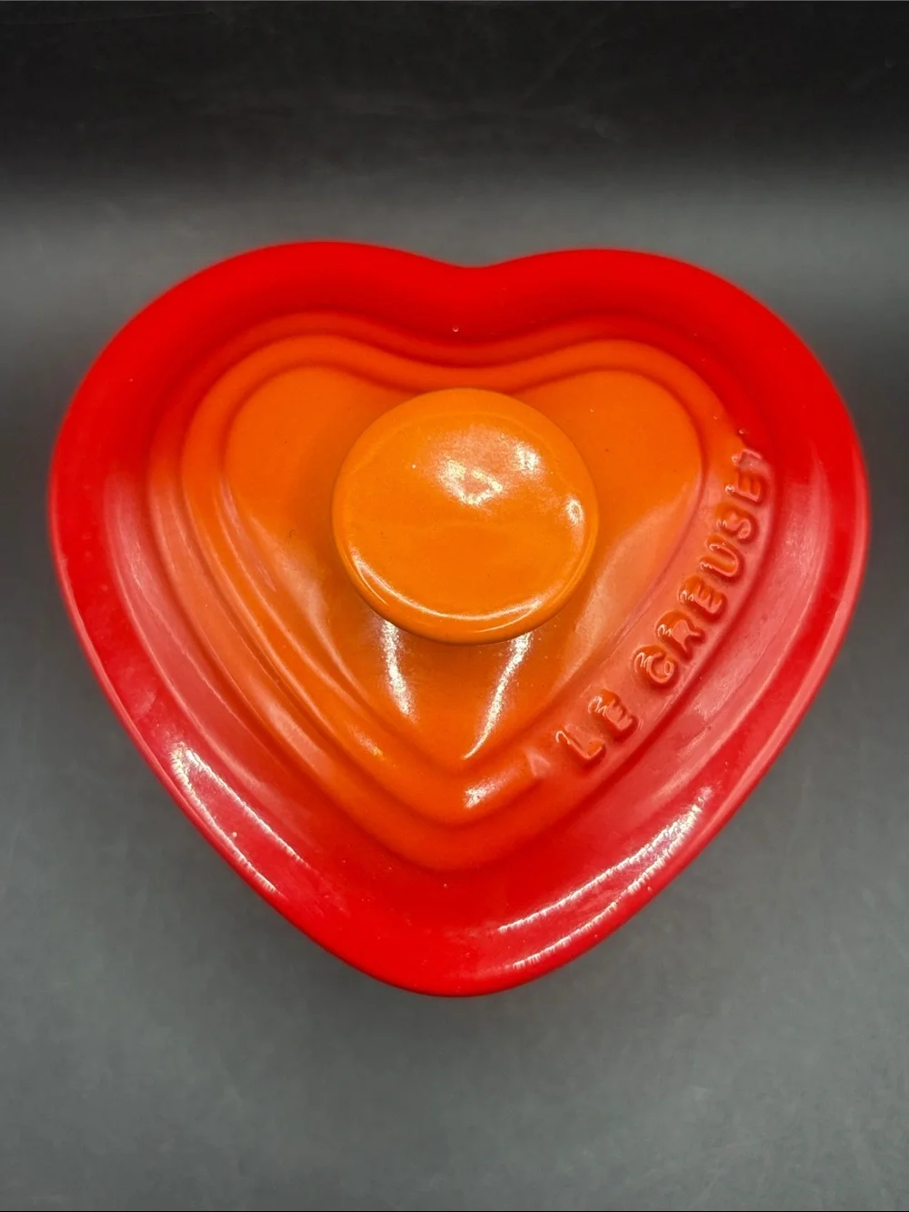 Le Creuset Petit Ramekin D'Amour Flame Red & Orange Lidded Stoneware Kitchenware
